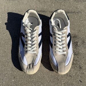 Tretorn White and Grey Sneakers with Navy Blue Accents Size 7